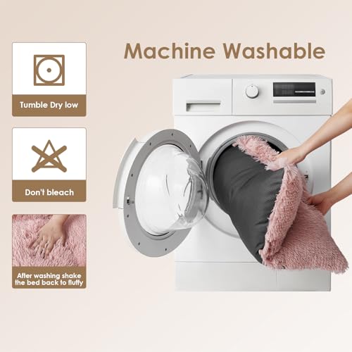 EHEYCIGA Flauschig Hundebett Grosse Hunde XXL, 120x90cm, Hundekissen Waschbar, Kuschelig rutschfest Hundematte mit Langem Plüsch, Rosa