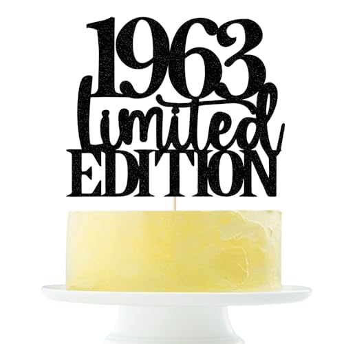 Limited EDITION 1963 cake topper 62th birthday happy birthday cake topper men and women cheer 62 years old handmade black glitter cake decoration (1963) Limited EDITION 1963 cake topper 62th birthday happy birthday cake topper men and women cheer 62 years old handmade black glitter cake decoration (1963)