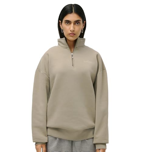 LeGer Jenny Sweater - Half Zip Pullover Damen mit Kragen - Oversized-Passform - Sweatshirt aus Baumwolle - Mode für Damen - by Lena Gercke - Gr. 34-45