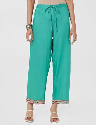 Image of BIBA Women Rayon Liva Gathered Kurta Palazzo Suit Set
