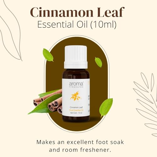 Image of Aroma Treasures Cinnamon Leaf Essential Oil | 100% Pure & Natural Theraputic Essential oil for healthy Skin, body, Aromatherapy - 10ml