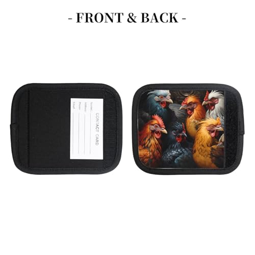 2 Pcs Luggage Handle Wraps, Roosters Dressed in Many Colors Print Grip Handle Cover/Travel Bag Identifier for Suitcase Accessories4