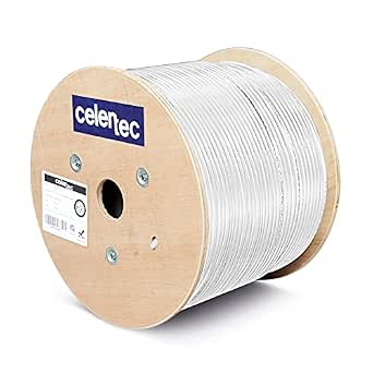 Celertec CAT6A Ethernet Cable, 1000ft, 23AWG Solid Bare Copper, UTP, Riser Rated, ETL Listed, 650MHz/10Gbps, White