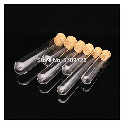 ZHANGSHENG Zsheng� 5 unids de di�metro Exterior 20/25 / 30mm Transportes de ensayo de Vidrio de Fondo Redondo Transparente con tap�n de Corcho Laboratorio Plano - Tubo de Cristal Espesado en Boca
