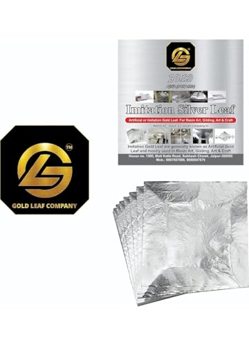 Gold leaf company 100 SILVER LEAF SHEETS PAINTING Leafing for Glidding ART CRAFT Multipurpose used (100 SHEETS (SILVER LEAF)