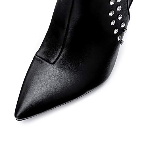 Ankle Boots For Women,Bare Legged Pointed Women's Boots, Rhinestone Booties Black Sexy Stiletto With High Heel Size 7.5 #TOP5
