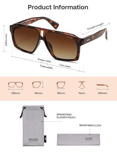 Image of SOJOS Trendy Polarized Aviator Sunglasses for Women Men,Fashion Square Aviators Shades Vintage Style UV400 Protected SJ2699