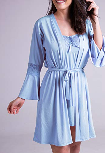 Hobby Roupão Bravaa Modas Robe Amarrar Lingerie 241 Azul Celeste (GG, Azul Celeste)