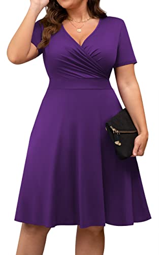 Image of POSESHE Womens Plus Size Dresses Sleeveless Wrap V-Neck Sundress Casual Summer Wedding Guest Cocktail Dress with Pockets