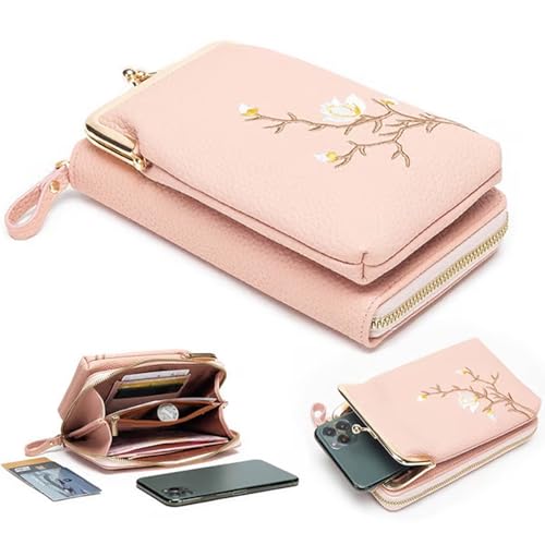 Indefinitet Women Sling Cross-Body Wallet with Mobile Cell Phone Holder Pocket Purse Lightweight Mini Coin Clutch Bag4