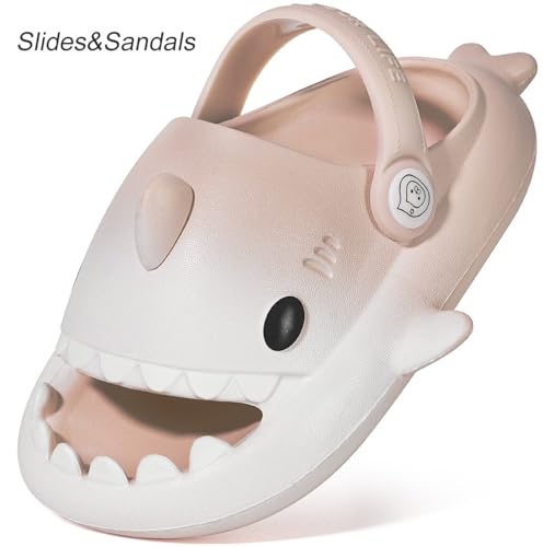 Image of KVbabby Kids Shark Slides Boys Girls Cloud Sandals | Cloud Sandals，Open Toe，Beach Pool Water Shoes，Slip-on，Lightweight，Non-Slip，Soft，Flexible，EVA Slippers