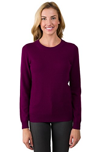 Image of JENNIE LIU Women's 100% Pure Cashmere Crew Neck Sweater, Tight Knit Cozy Soft Hand Washable Long Sleeve Pullover