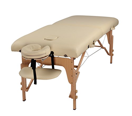 Heaven Massage Extra Wide 3" Portable Folding Massage Table Comfort Series w/Carry Case & Strap – Cream