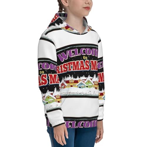 Welcome to Christmas Market Kids Pullover Hoodies Boys Sweatshirts Girls Athletic Clothes with Pocket3
