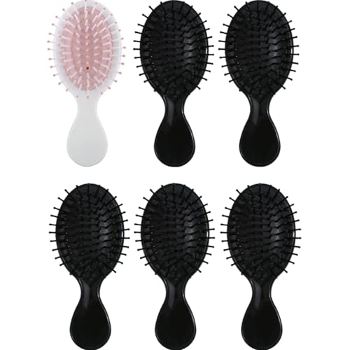 Bridesmaid Proposal Gifts 8pcs Mini Travel Brush bachelorette party accessories Cute hair Brush for Wedding Party Favors for Wedding Party Favors (White&Black, 6pcs)