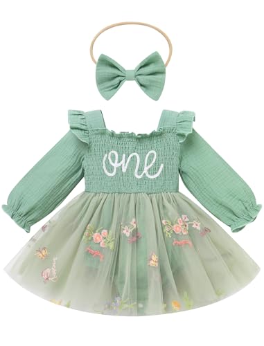 FYMNSI Baby M�dchen 1. Erster Geburtstag Outfit Blumen Langarm...
