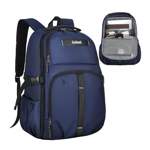 Goloni Travel Laptop Backpack for Men & Women, Airplane Approved 35L Carry-On Backpack with 15.6 Inch Laptop Compartment, Water-Resistant Business Backpack,Bookbag for Travel, Workl,Blue