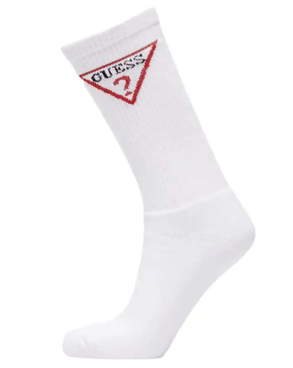 GUESS Mens Triangle Logo Crew Socks 1 Pack 6-11 UK (UK, Alpha, One Size, Regular, Regular, White)
