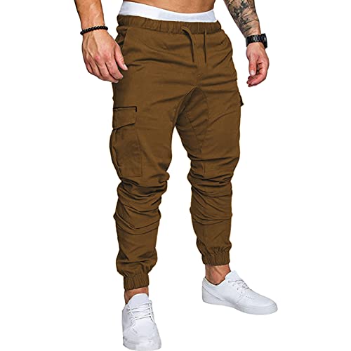 Cargo Joggers for Men Elastic Waist Ankle Slim Fit Hiking Pants with Multi Pockets Fashion Strech Joggers Trousers