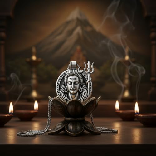 Image of THE MEN THING - Sanatan Divine Symbols Oxidised Pendant Necklace with 24inch Round Box Chain for Men & Boys