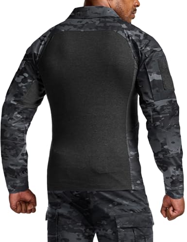 Image of CQR Men's Tactical Combat Shirt, 1 /4 Zip Long Sleeve Breathable Military BDU Training Top for Shooting, Hunting, Range Use