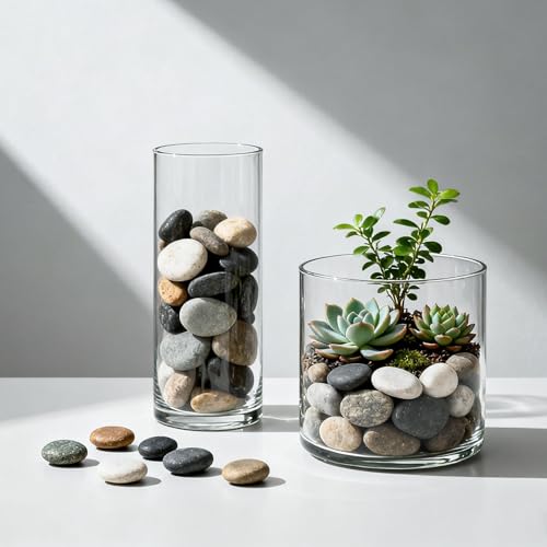 Image of onlyfire Natural Polished Pebbles, 1.5-2 Inch Decorative Mixed Color Stones Aquarium Gravel River Rocks for Vase, Succulents, Landscaping and Home Decor (5-lb Bag)
