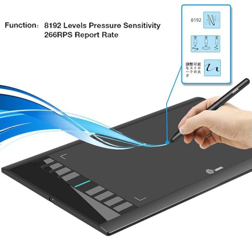 Image of UGEE Drawing Tablet Graphics, M708 V2 Upgrade PC&Computer&Android Device,10x6 Inch Ultra Thin Large Graphic for PC, Pad with 8 Hot Keys Upgrade 16384 Level Battery-Free Stylus for Unleash Creativity