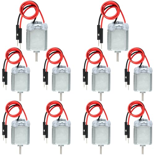 MTDELE 10Pcs Mini Small DC Motors 1.5V 3V 5V 6V 130 Micro Toy Electric Motors Compatible with for DIY Kids Projects with Male Wires