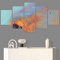 SIGNWIN 5 Panel Canvas Wall Art Abstract Closeup Colorful Digital Art Lights for Home Decorations Ready to Hang - 60