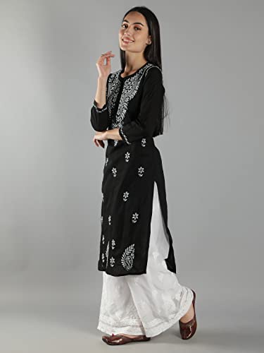 Image of Seva Chikan Hand Embroidered Lucknowi Chikankari Cotton Kurta Kurti for Womens SCL4219