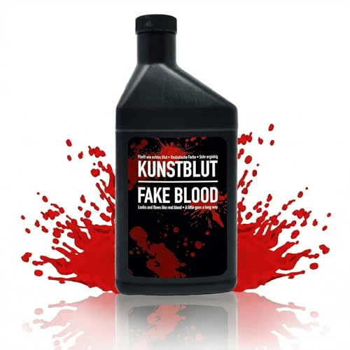 Trendandstylez Kunstblut 1 Liter für Haut & Kleidung – Realistisches Fake Blood für Halloween, abwaschbar, dickflüssiges Theaterblut für Wunden, Vampir & Zombie Kostüm