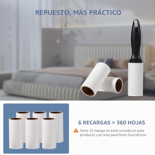 Miniatura 5 de Vinabo Rollo Adhesivo Para Recambios De Ropa 6 Rollos,Total 360 Hojas Rollo De Pelo Mascotas Muy Pegajoso,Recambio De Cepillo De Pelo Antimascotas Para Ropa,Cama,Alfombra,Pelo De Mascotas Gatos Perros
