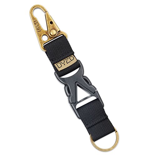 DYZD Single Buckles Tactical Gear Keychain Clip 100% Nylon Belt Key Chain Tactical Key Holder Quick Release Buckle Key Ring Outdoor (Pack of 1 Black)