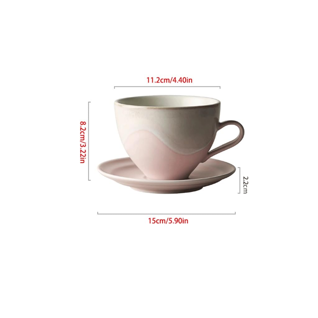 ENGENDER Tazas Cafe Taza De Café Cerámica Y Platillo, Retro Americana, Color Bajo Vidriado Mug Cups(A)