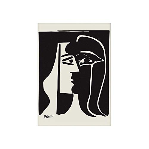 Pablo Picasso Black White Poster Abstract Couple Kissing Wall Art Prints Picasso Figure Canvas Painting Living Room Bedroom Decor 40x60cmx1 No Frame