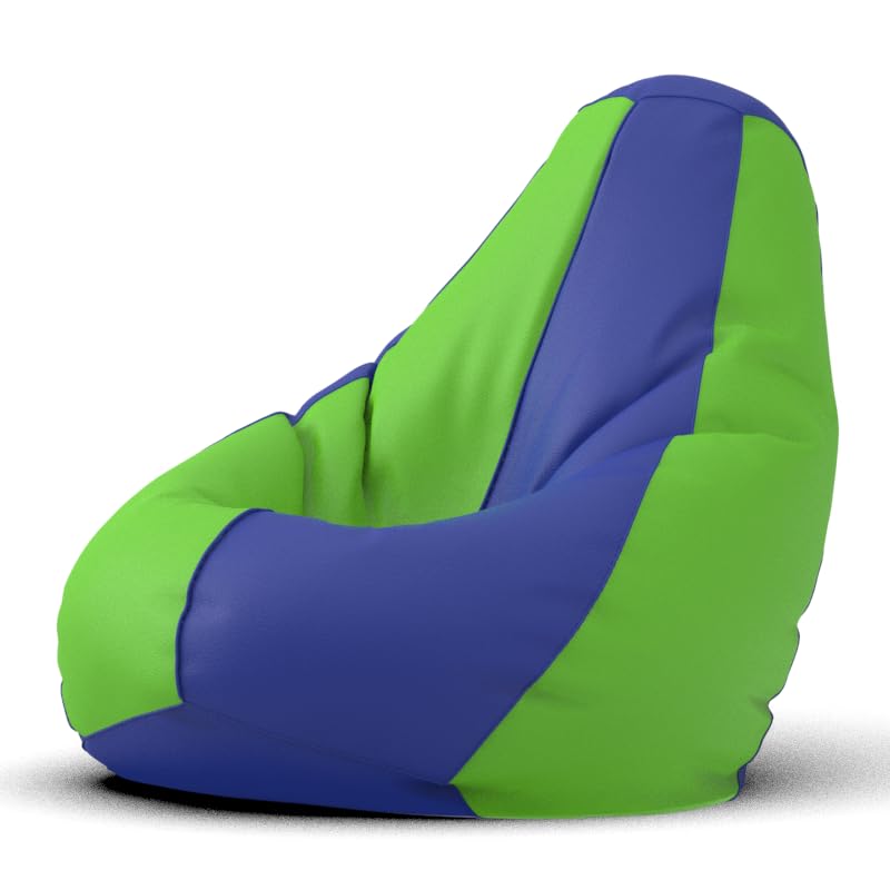 Image of Biggie Bean Bag 3XL Bean Bag Chair with Beans Filled-Perfect for Living Room,Bedroom,Study-Sale Design(Regular-Blue Parrot-Green)-Faux Leather