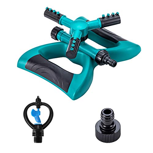Rasensprenger Bewässerungssystem Automatisches DREI-Düsenköpfe Garten Sprinkler System mit 360-Grad-Drehung für große flächen, perfekt für Rasen, Pflanzen, Blumen, Gemüse Cover