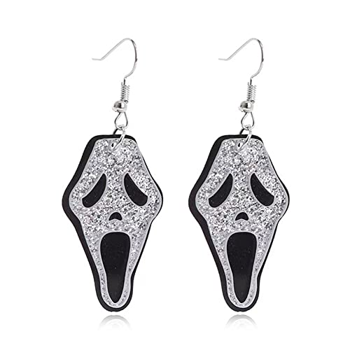 Halloween Theme Funny Acrylic Cartoon Earrings Creative Punk Pumpkin Ghost Skull Pill Bottle Cat Dangle Earrings Creative Nightclub Jewelry for Women Halloween Costume Party Exaggeration Accessories