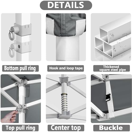 Image of COBIZI 13x26 Pop Up Canopy Tent,Heavy Duty Canopy(Gray with 6 Sidewalls)