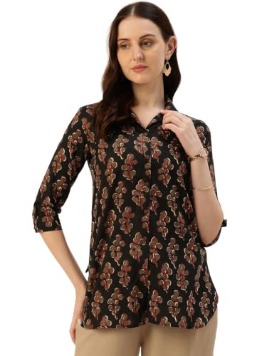 Image of feranoid Classic Collared Cotton Shirt with 3 /4 Sleeve for a Timeless Casual Look