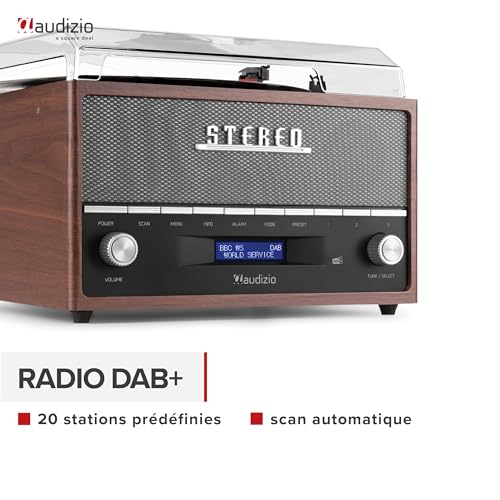 Audizio Frisco Platine Vinyle Bluetooth avec Radio Dab+ Intégrée – Marron, Radio Dab+ et FM avec Haut-Parleur Intégré, 33, 45, 78 Tours, Idéale pour écouter Vos vinyles préférés - Les Beatles, Paul McCartney, John Lennon, RIngo Starr, George Harrison Audizio Frisco Platine Vinyle Bluetooth avec Radio Dab+ Intégrée - Marron, Radio Dab+ et FM avec Haut-Parleur Intégré, 33, 45, 78 Tours, Idéale pour écouter Vos vinyles préférés – Image 6