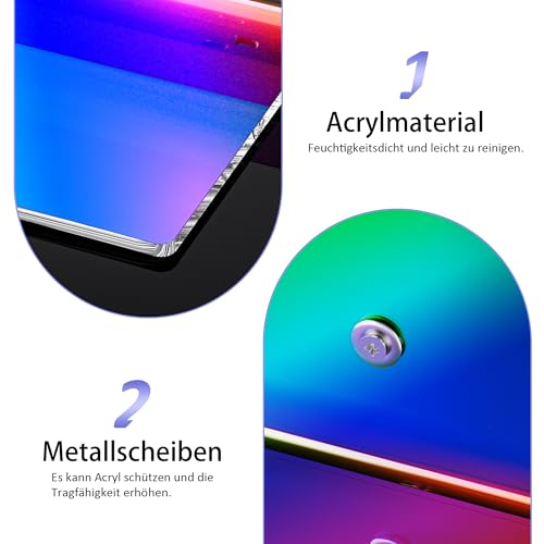 Sezanrpt 30cm Iridescent Acryl Wandregale Set von 2, weißes schwimmendes Regal, Wandregale für Regale, Smart Lautsprecher, Pflanzen… – Ansicht 5