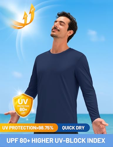 TACVASEN Men's Long Sleeve UPF 80+ Shirts Sun Protection UV SPF Shirts Rash Guard Fishing Running Quick Dry Lightweight3