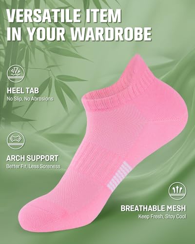 Image of Niorasen Ankle Socks for Women, 6 Pairs Breathable Bamboo Viscose Low Cut Thin Socks,Moisture Wicking Casual Sports Running