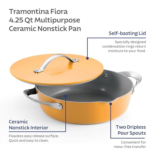 Image of Tramontina Fiora 4.25-Quart Ceramic Non Stick Cooking Pan with Lid