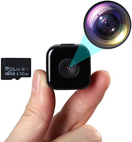 Mini Spy Camera with 32GB SD Card Waterproof Case 1080P HD Hidden Camera Night Vision Micro Nanny Cam Built-in Battery Surveillance Camera for Indoor and Outdoor (No WiFi)