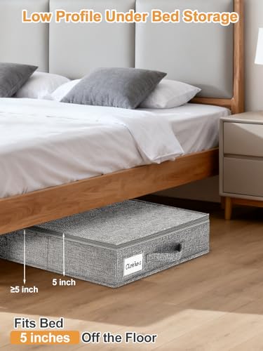 Image of punemi 5 inch High Sturdy Low Profile Under Bed Storage, 2 Pack, Grey