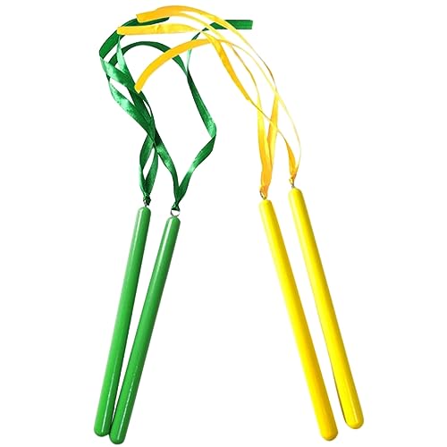 GALPADA 2 Pairs Rhythm Musical Stick Percussion Instruments with Ribbons for Early Education Preschool Music Class Wooden Design for Engaging Sound Play