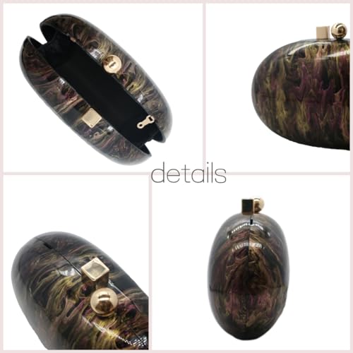 Image of Acrylic Evening Clutch Bag for Women Shell Shape Shoulder Crossbody Bag Glitter Marble Purse Handbag