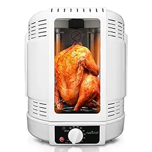 NutriChef Kitchen Vertical Countertop Rotisserie Rotating Oven Turkey Roaster For Thanks Giving , White (PKRT15)